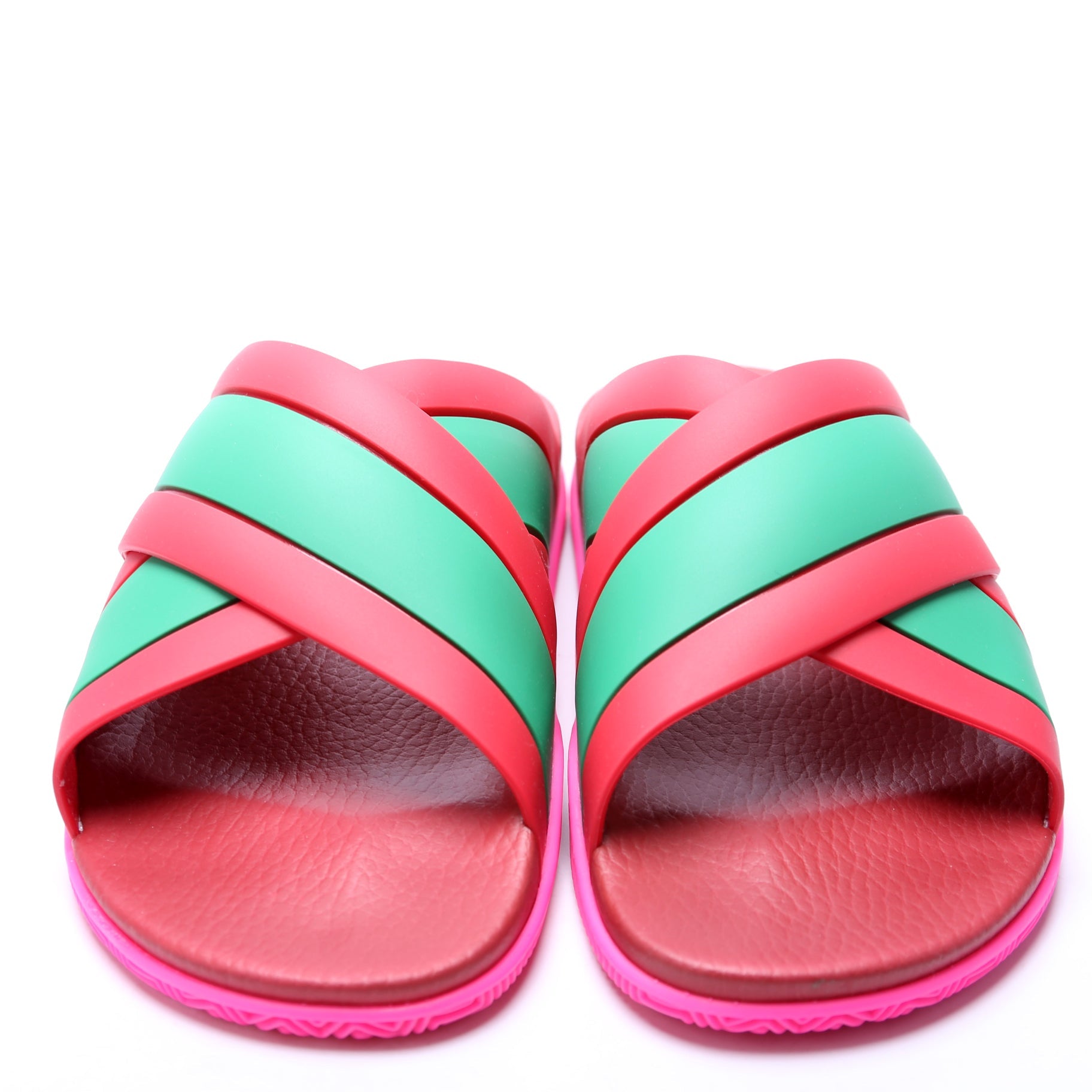 Gucci Criss Cross Web Rubber Slides Size 42 Multicolor