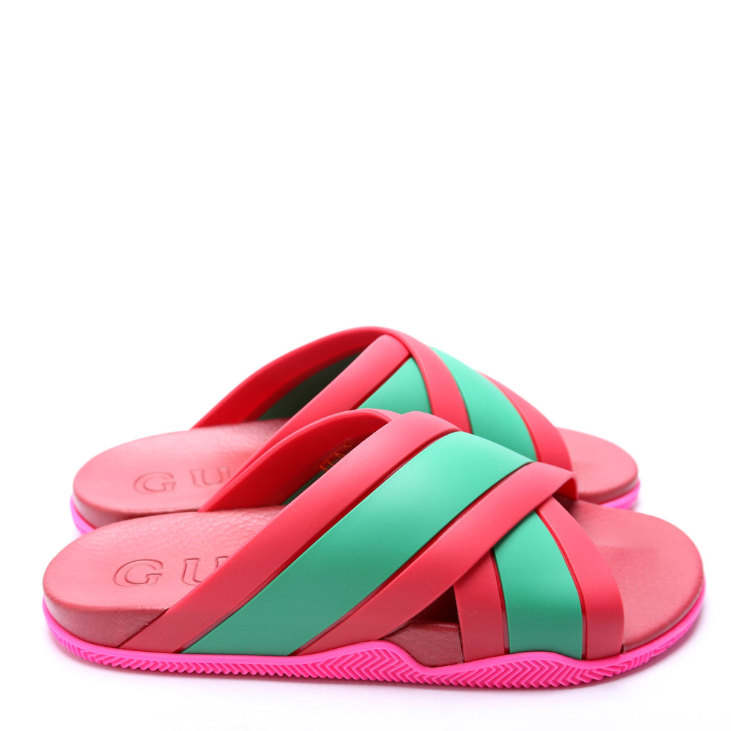 Gucci Criss Cross Web Rubber Slides Size 42 Multicolor