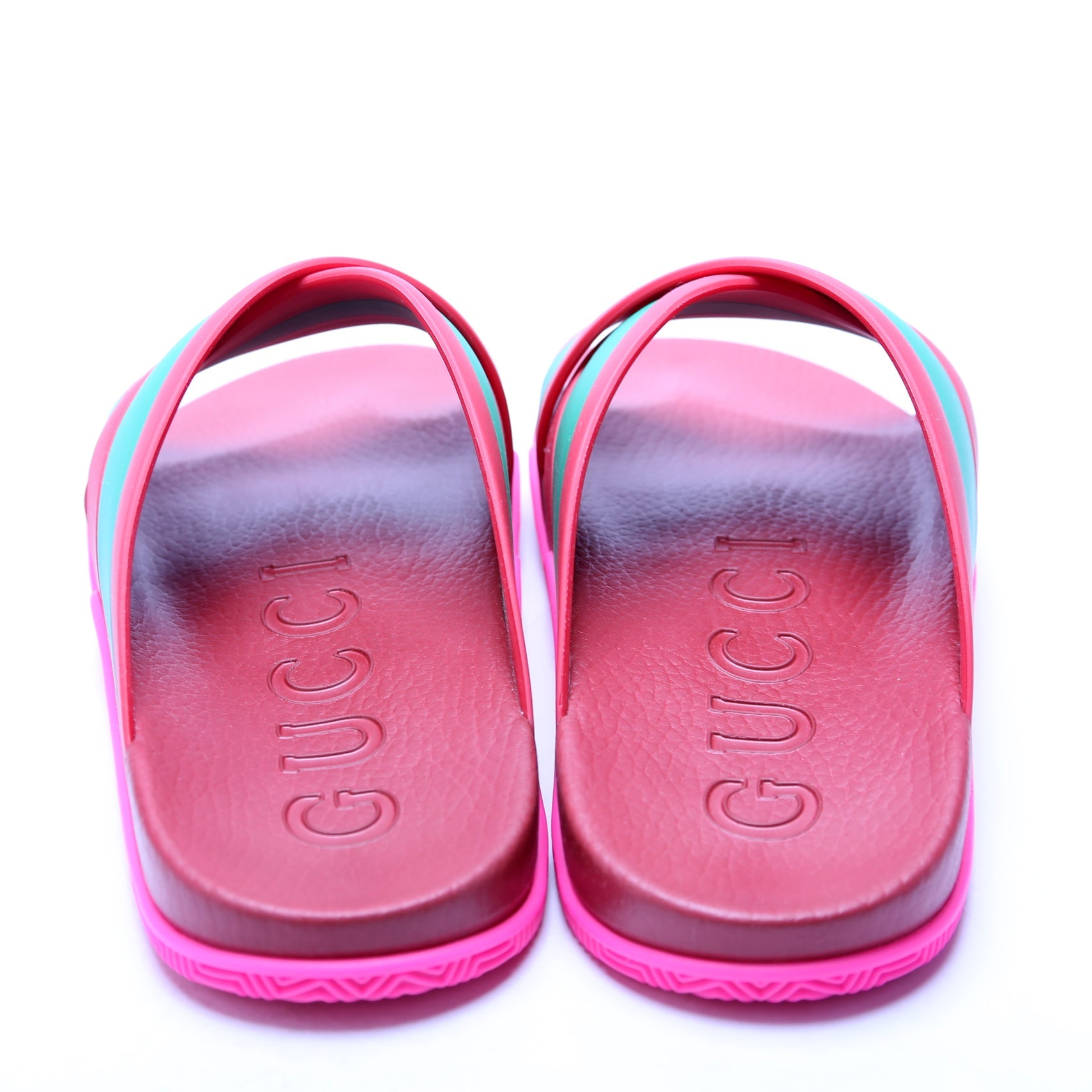 Gucci Criss Cross Web Rubber Slides Size 42 Multicolor