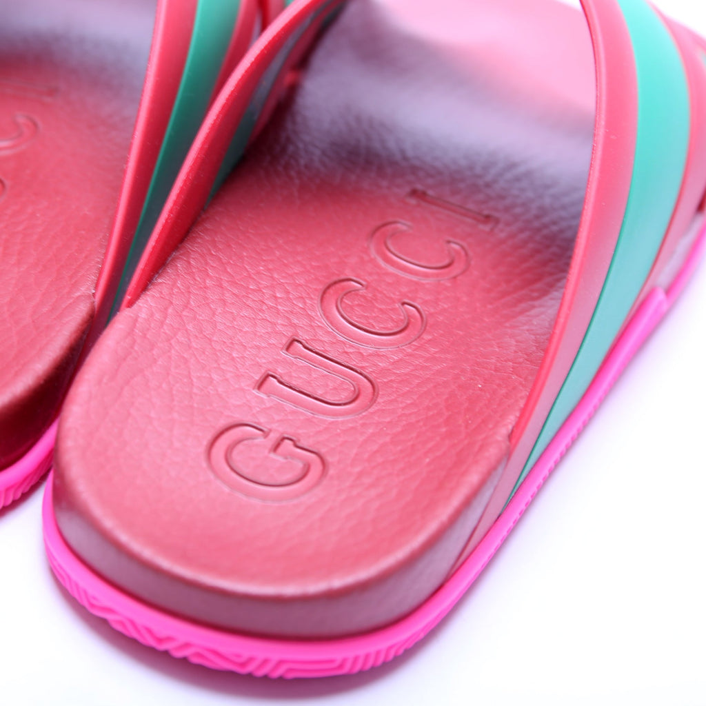 Gucci Criss Cross Web Rubber Slides Size 42 Multicolor