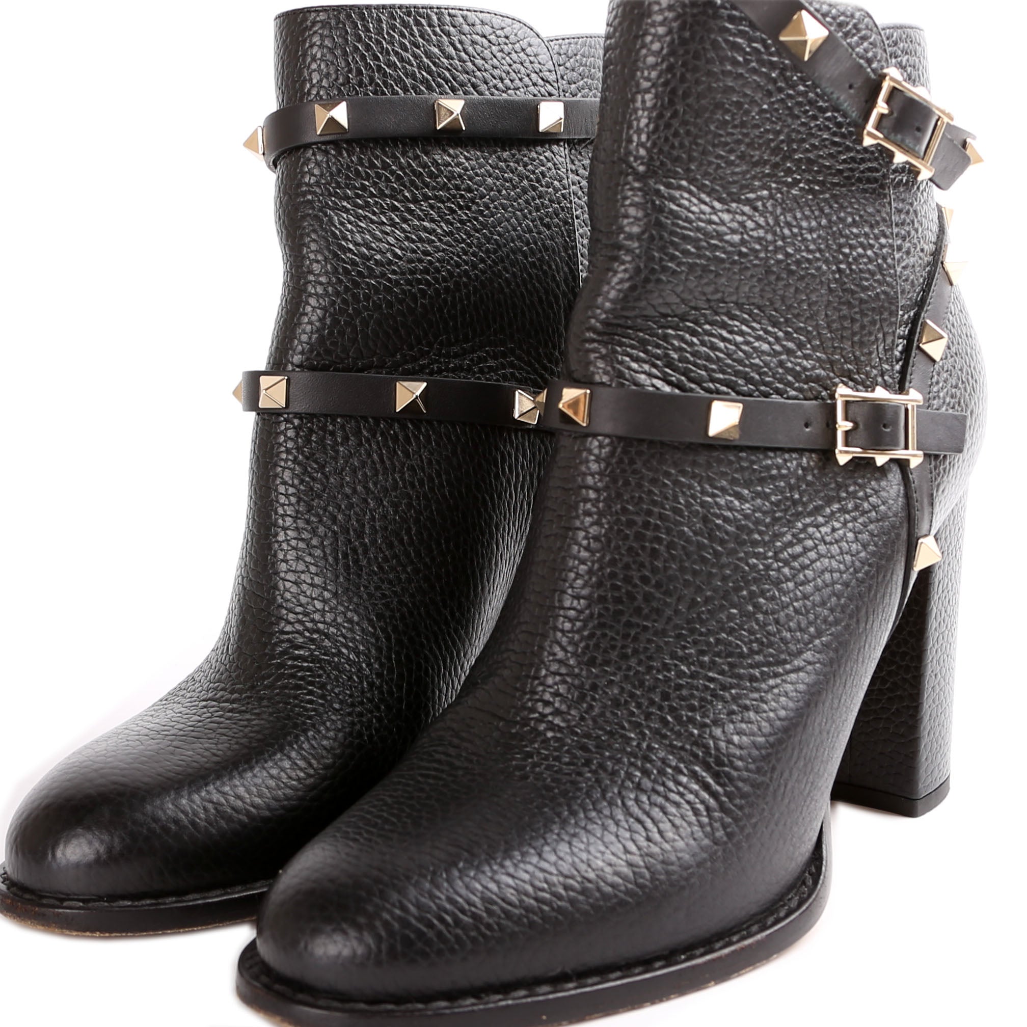 Rockstud Double Buckle Ankle Boots Size 39.5