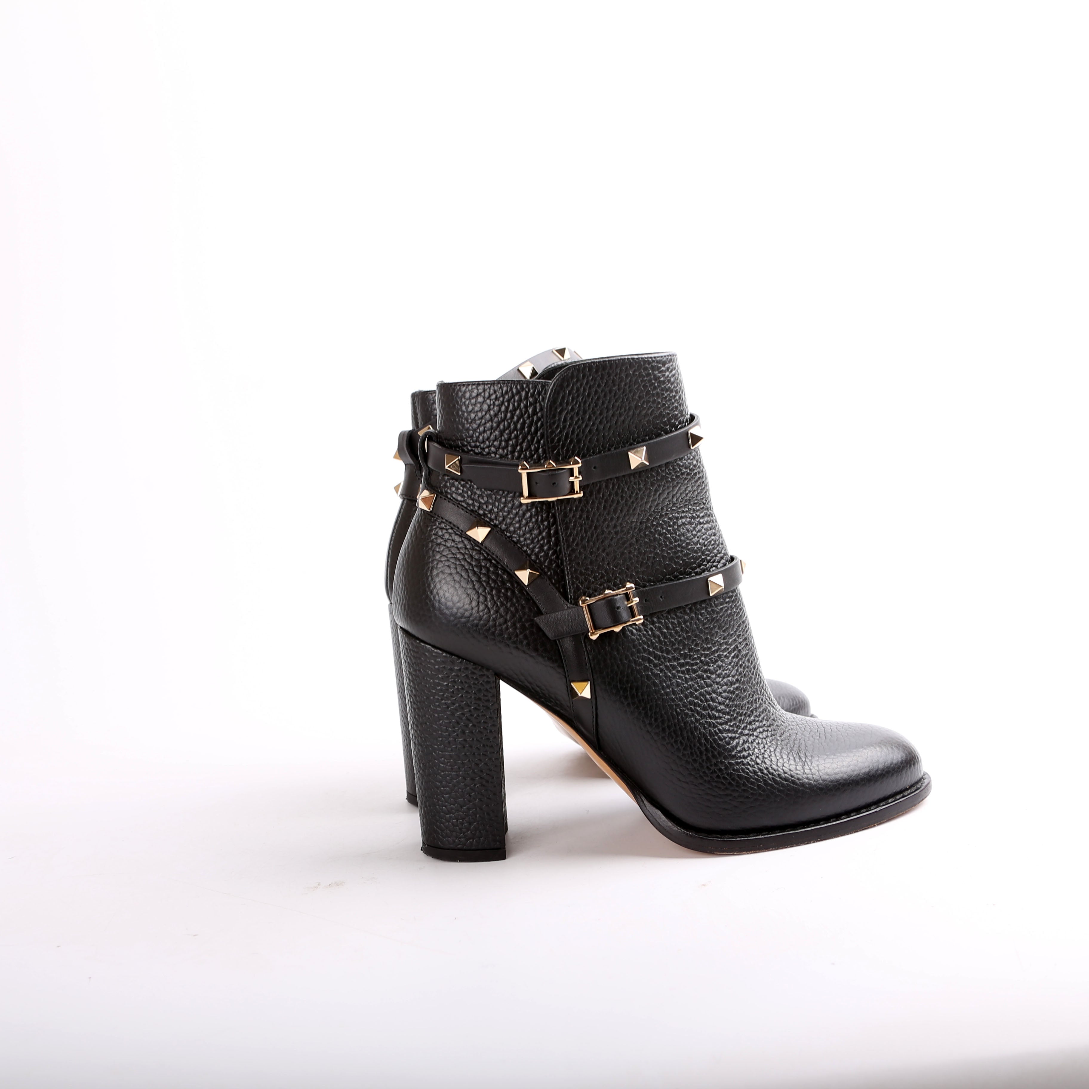 Rockstud Double Buckle Ankle Boots Size 39.5
