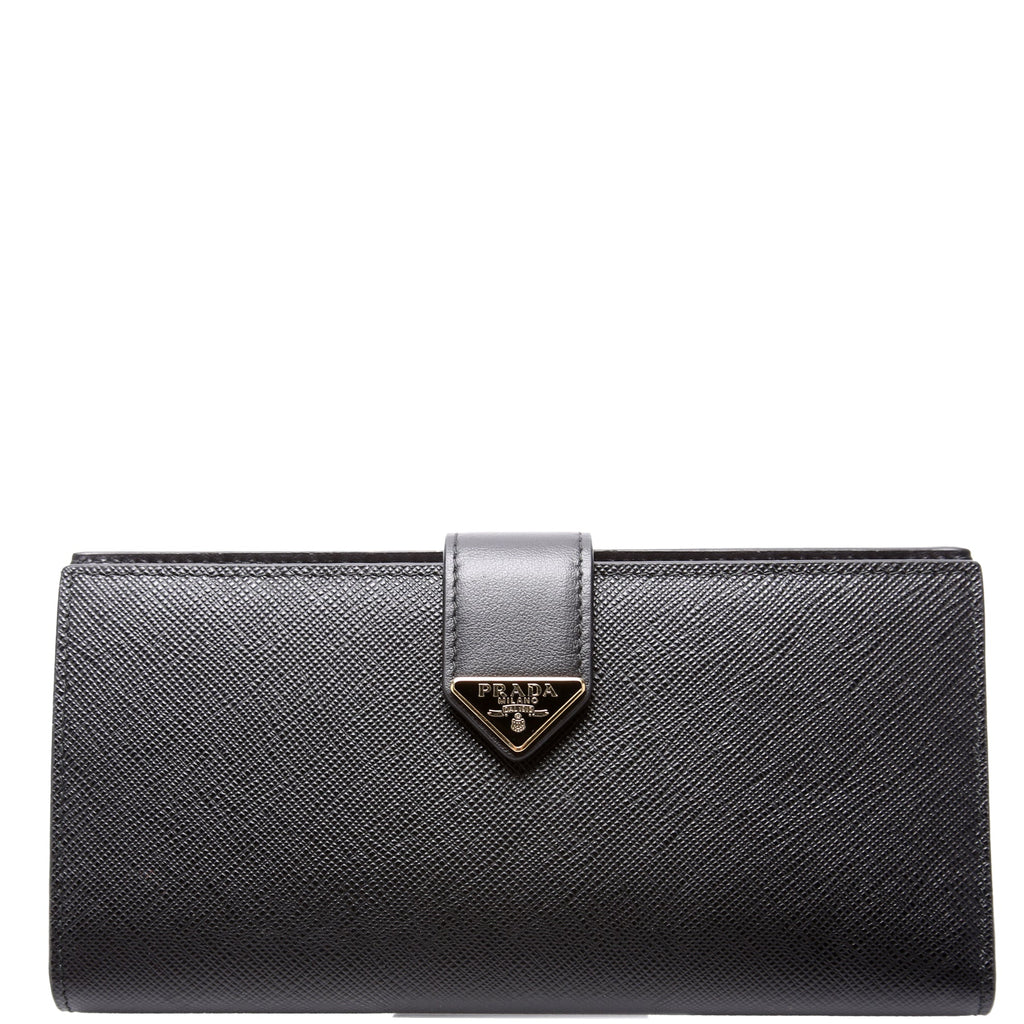 Saffiano Triangle Logo Large Wallet Black