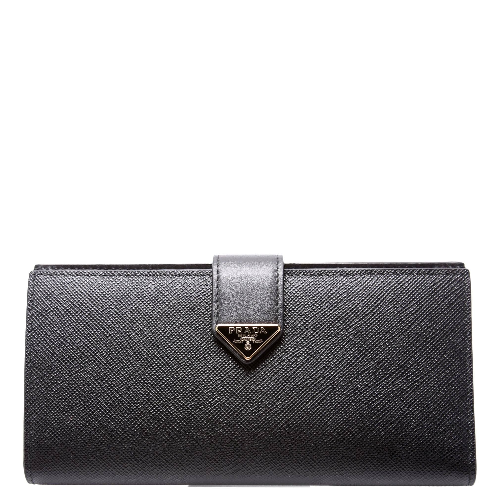 Saffiano Triangle Logo Large Wallet Black