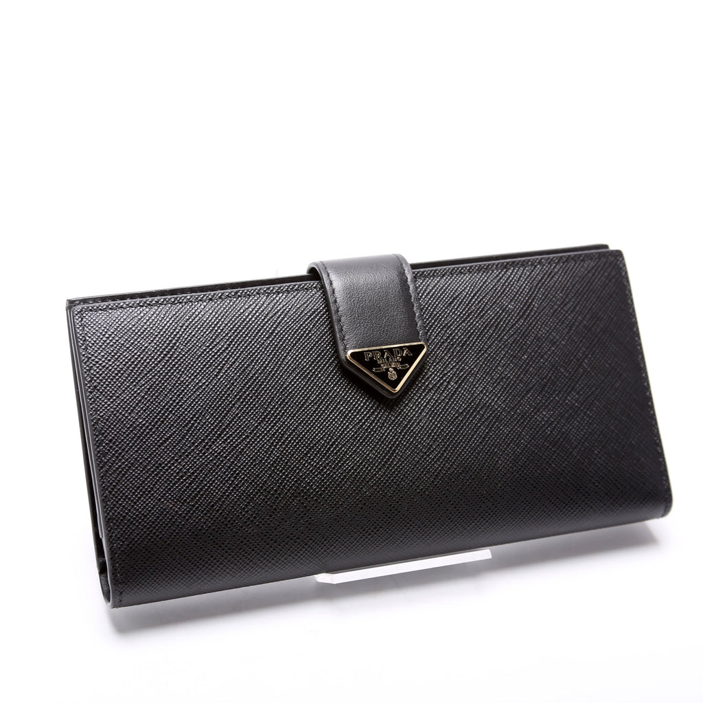 Saffiano Triangle Logo Large Wallet Black
