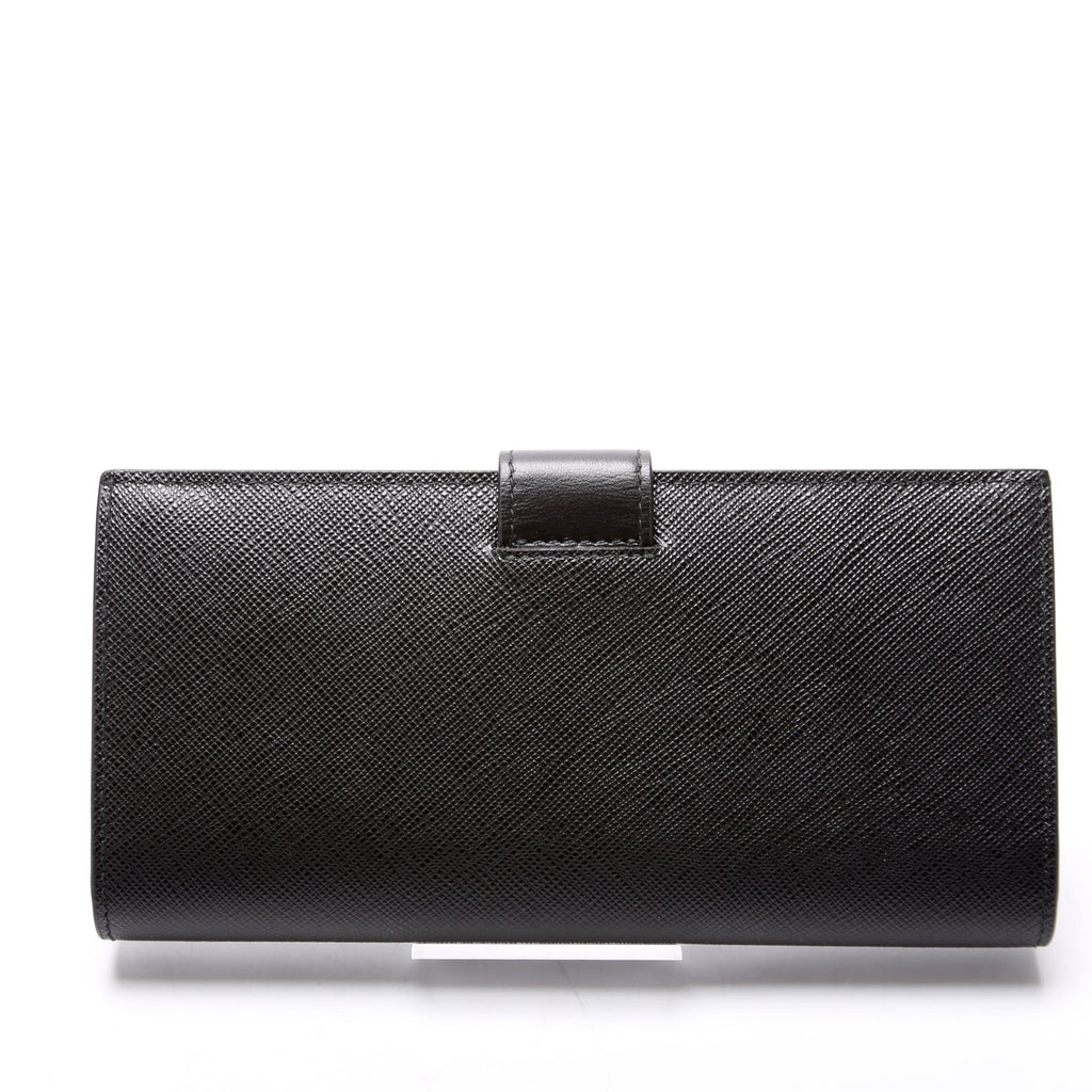 Saffiano Triangle Logo Large Wallet Black
