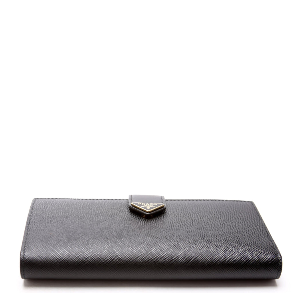 Saffiano Triangle Logo Large Wallet Black