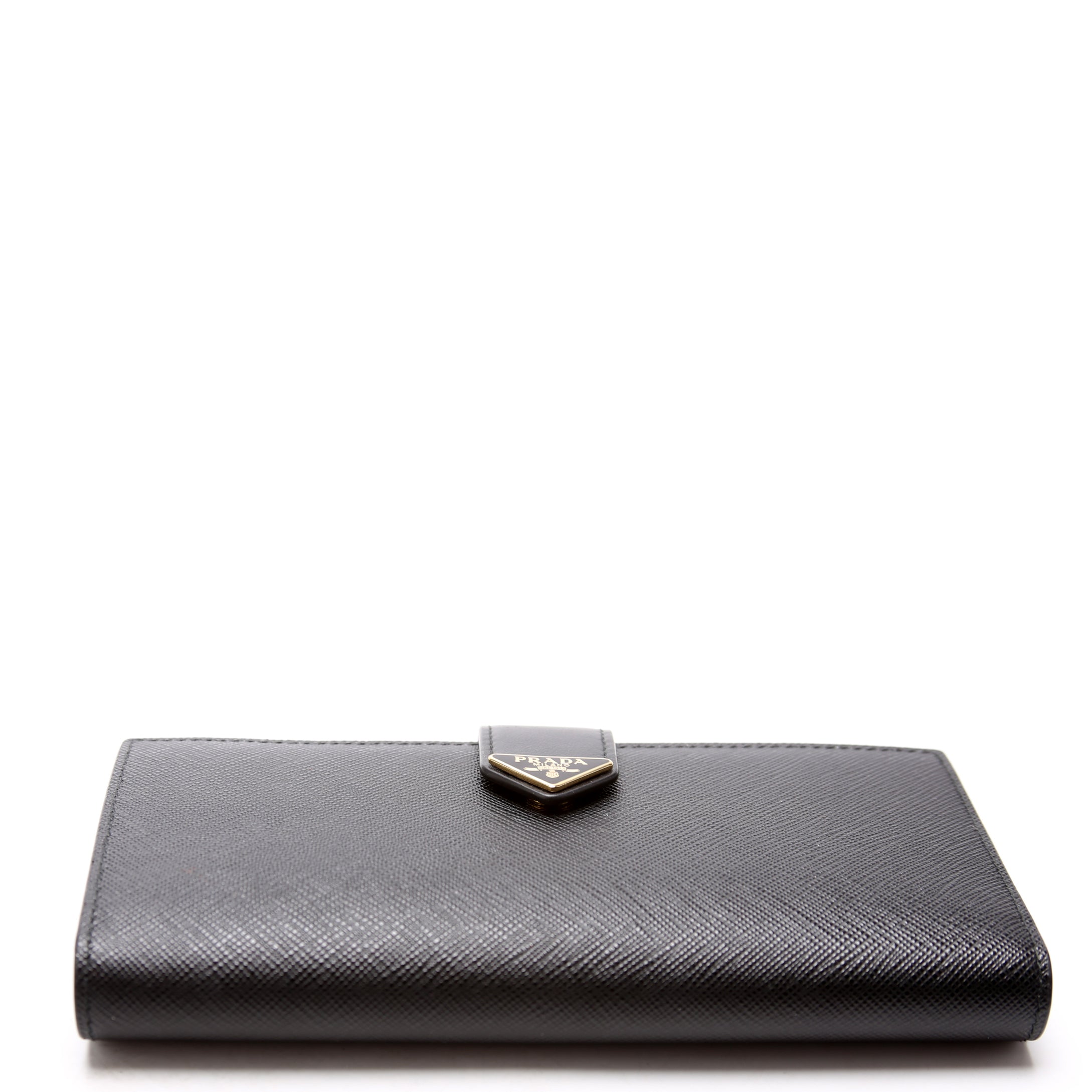 Saffiano Triangle Logo Large Wallet Black