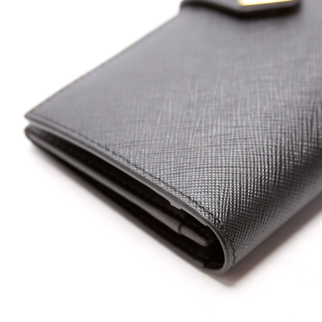 Saffiano Triangle Logo Large Wallet Black