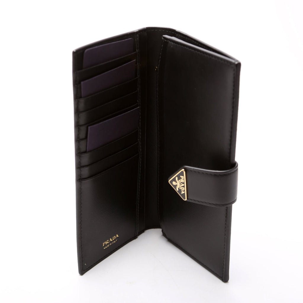 Saffiano Triangle Logo Large Wallet Black