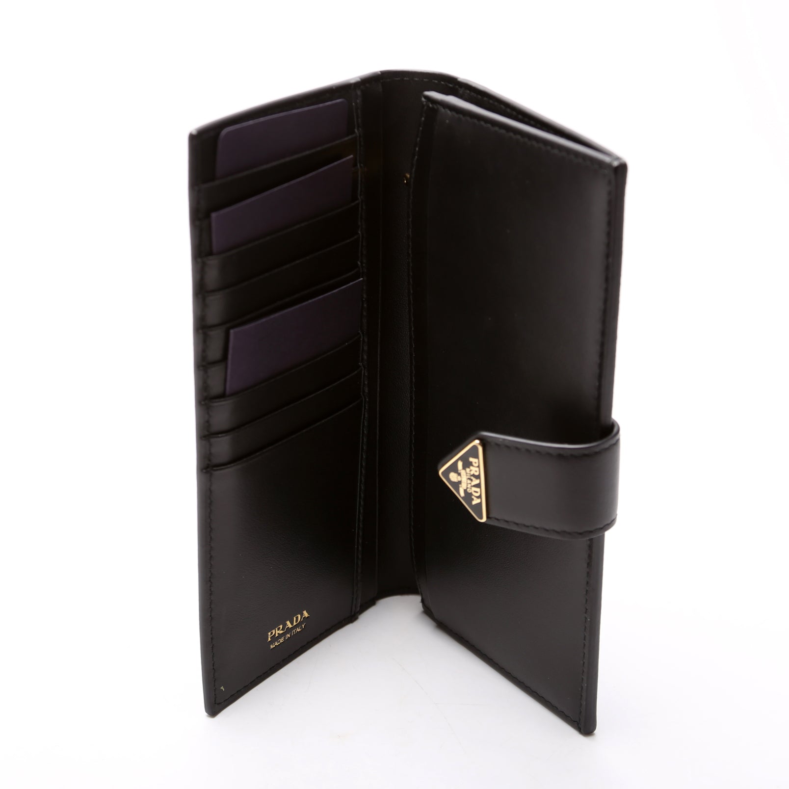 Saffiano Triangle Logo Large Wallet Black