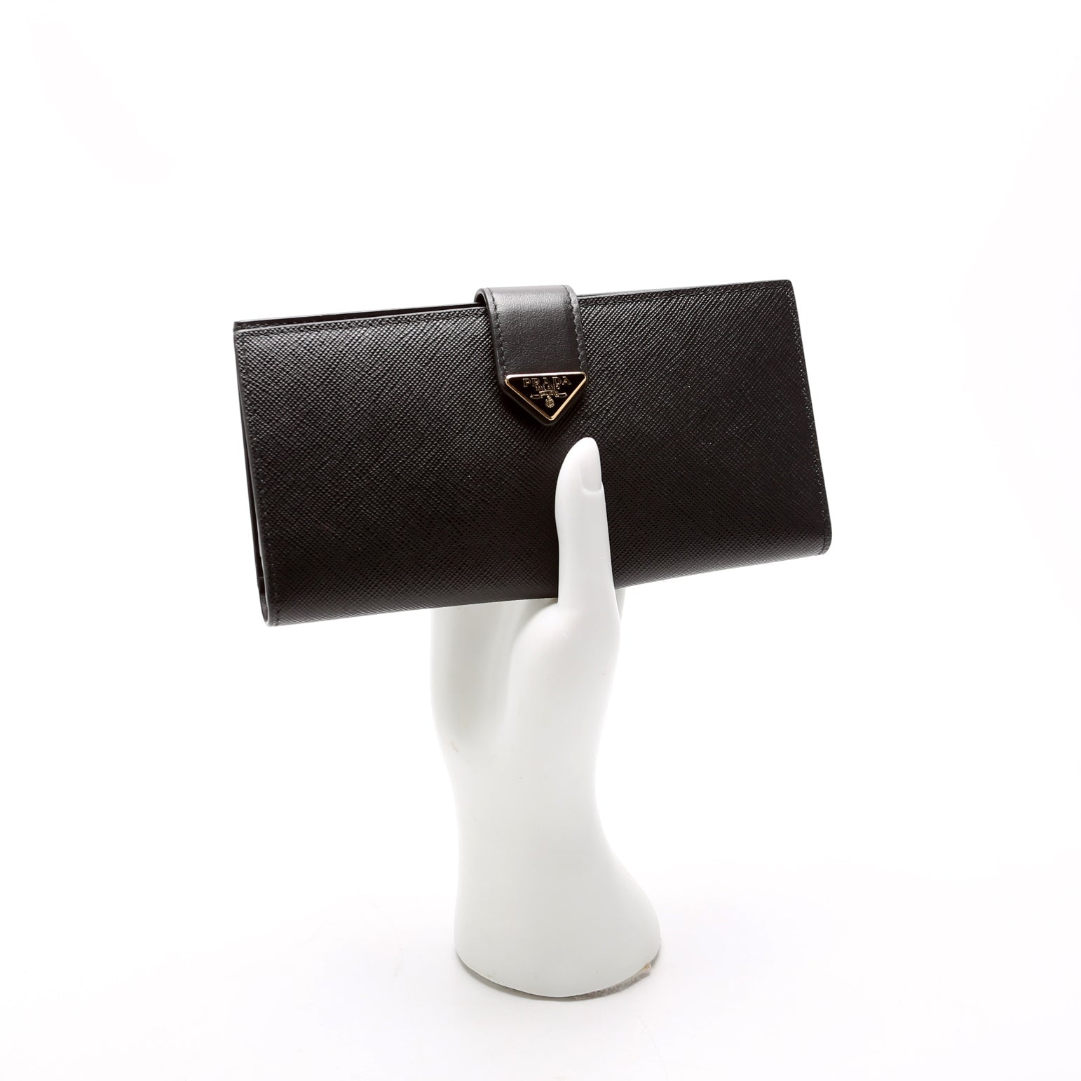 Saffiano Triangle Logo Large Wallet Black