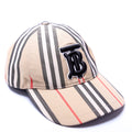 TB Monogram Striped Canvas Baseball Cap Size Small Tan