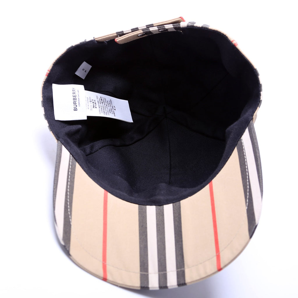 TB Monogram Striped Canvas Baseball Cap Size Small Tan