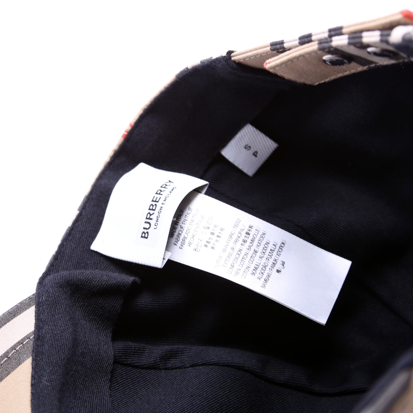 TB Monogram Striped Canvas Baseball Cap Size Small Tan