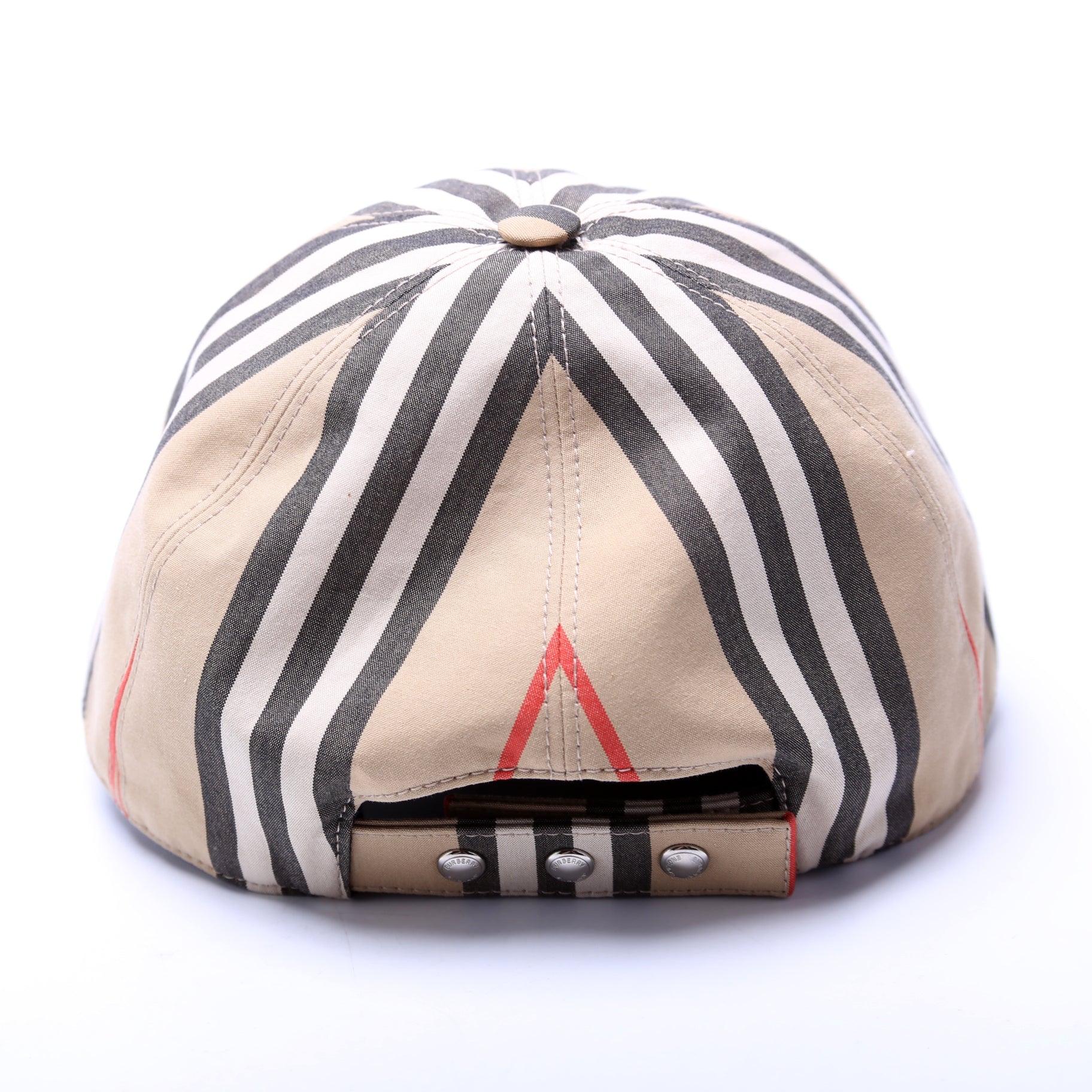 TB Monogram Striped Canvas Baseball Cap Size Small Tan