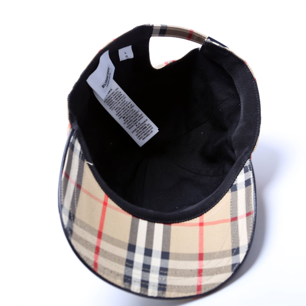 Check Baseball Cap Size Large Tan