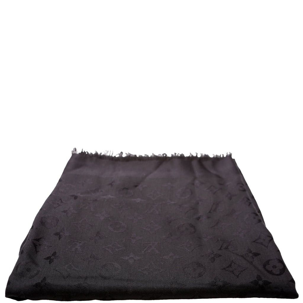 Shawl Monogram Silk/Wool Scarf Black