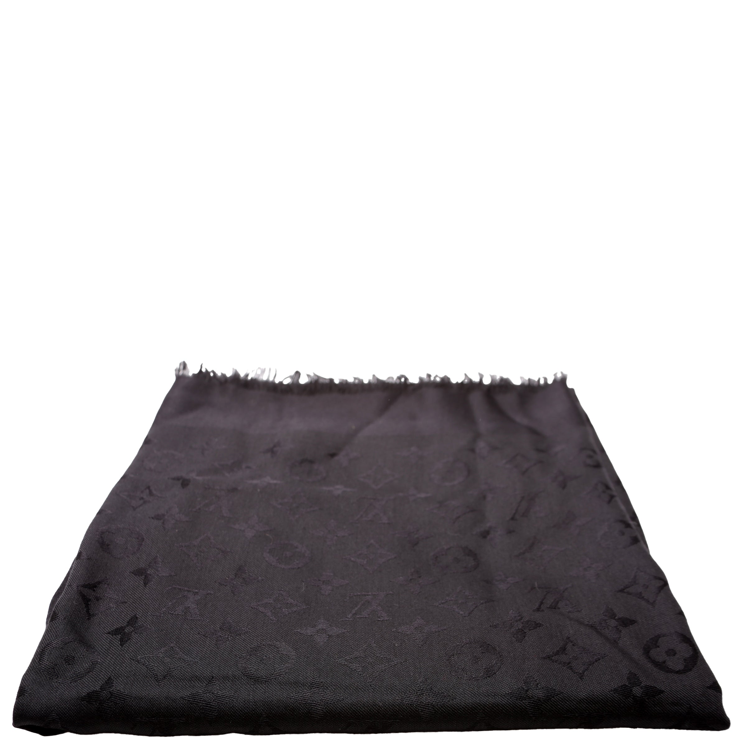 Shawl Monogram Silk/Wool Scarf Black