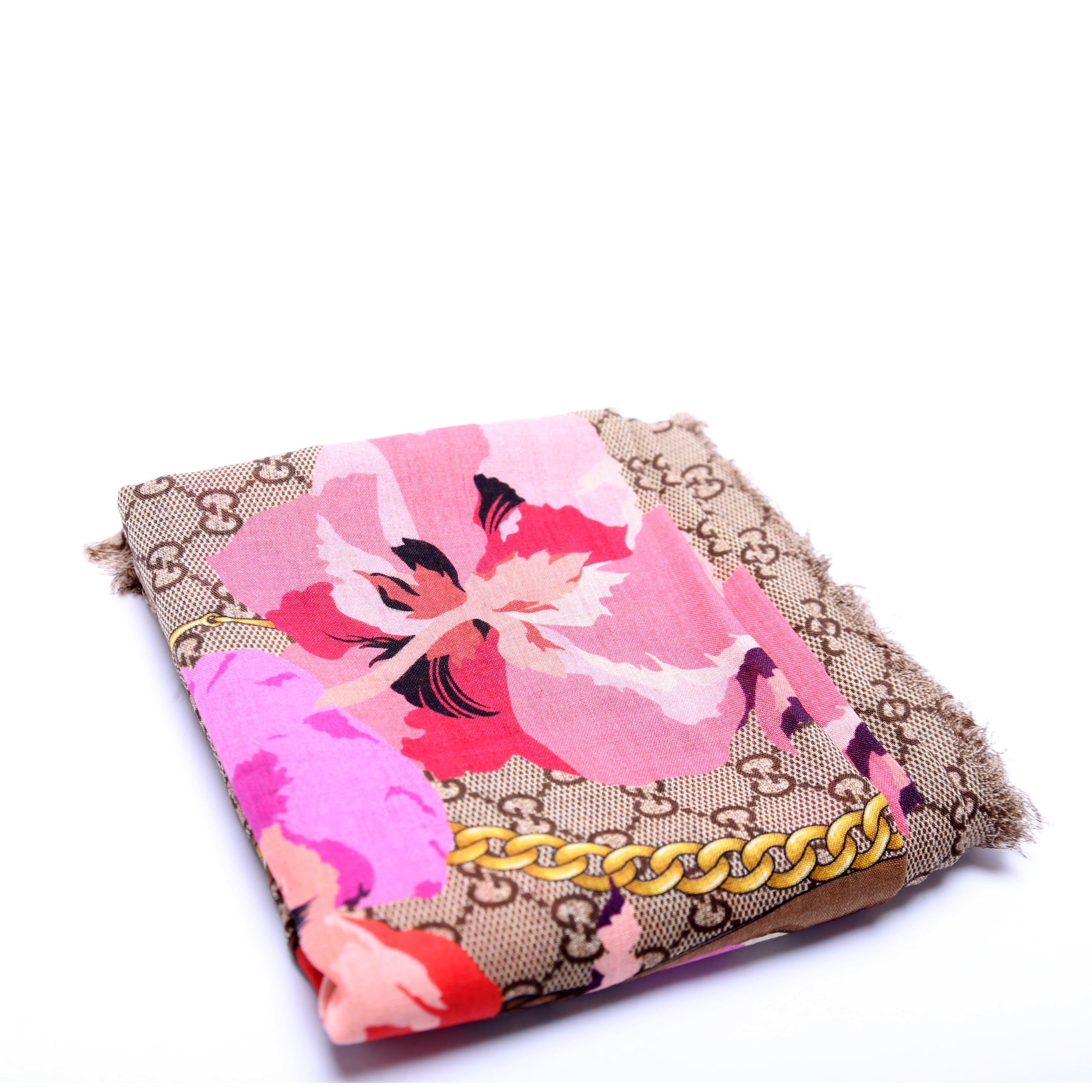 GG Jacquard Big Panshie Wool Scarf Tan