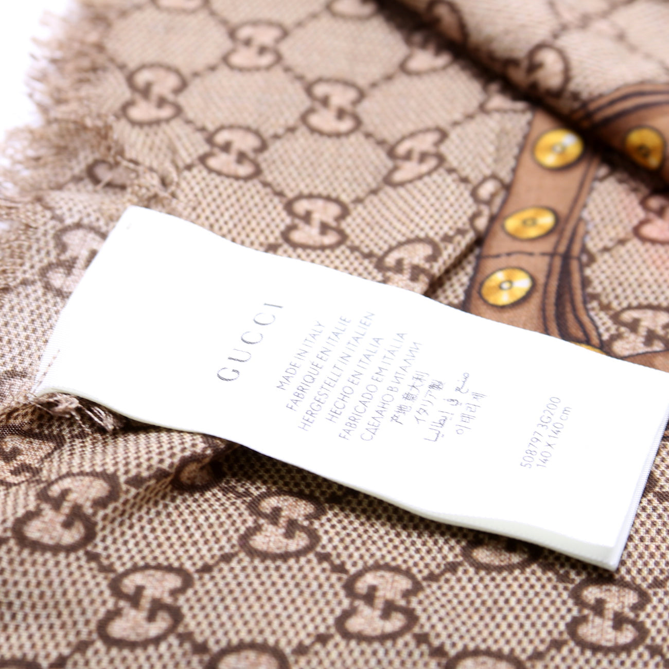 GG Jacquard Big Panshie Wool Scarf Tan