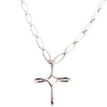 Open Cross Oval Chain Necklace 925