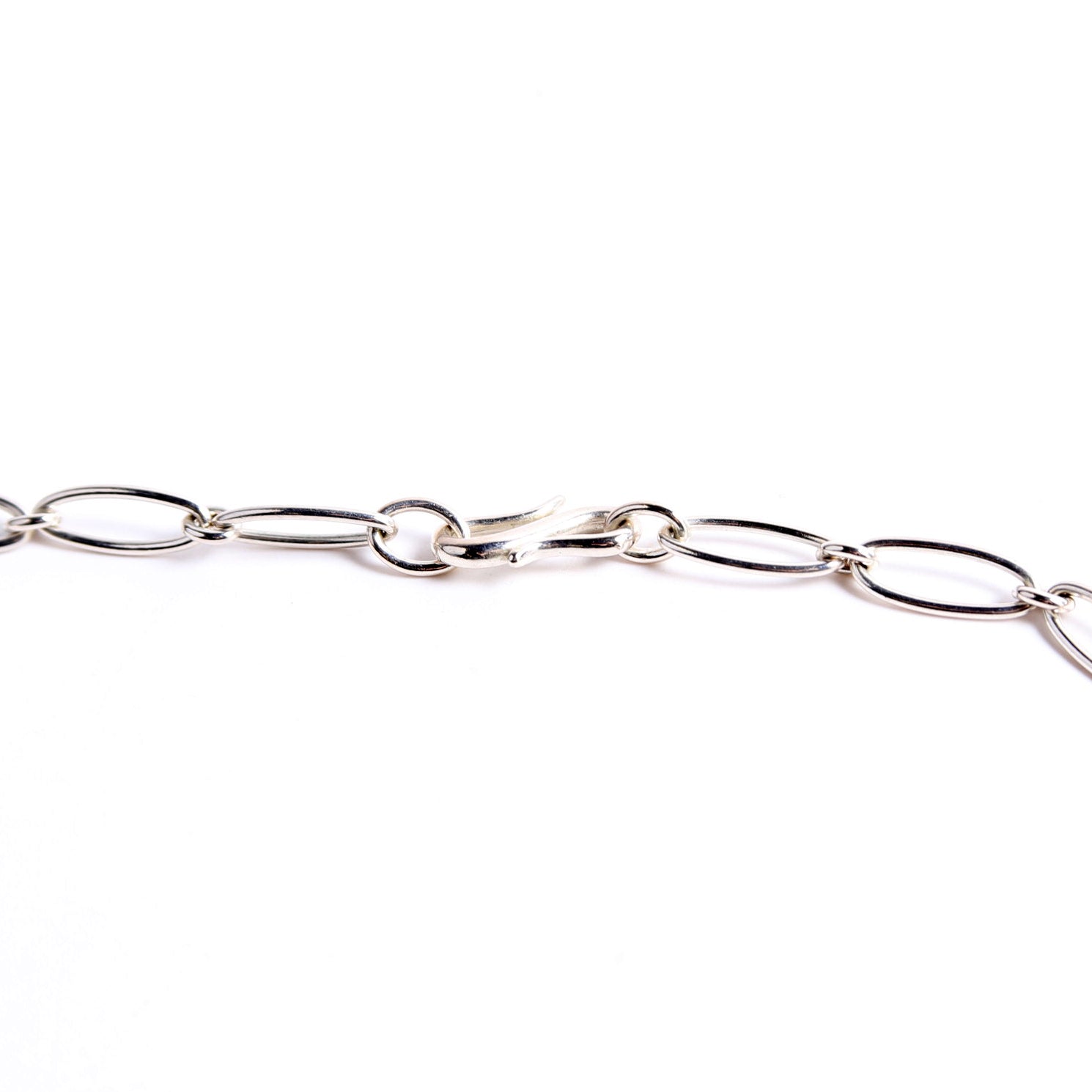 Open Cross Oval Chain Necklace 925