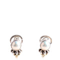 Faux Pearl Two-Tone Clip On Earrings Silver