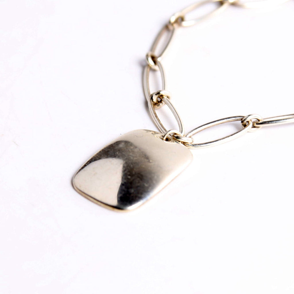 Oval Link 'M' Initial Charm Bracelet 925