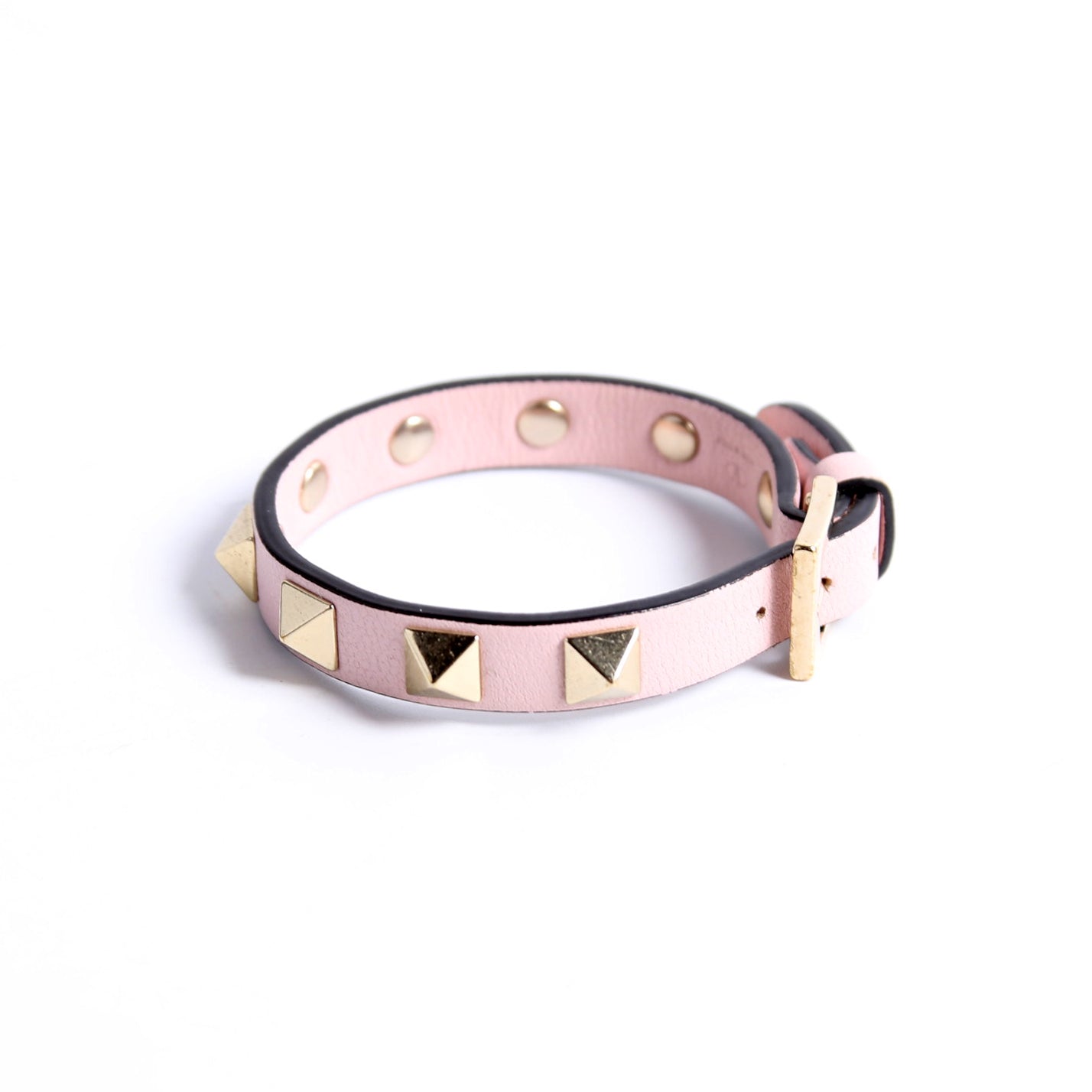 The Rockstud Leather Bracelet Pink
