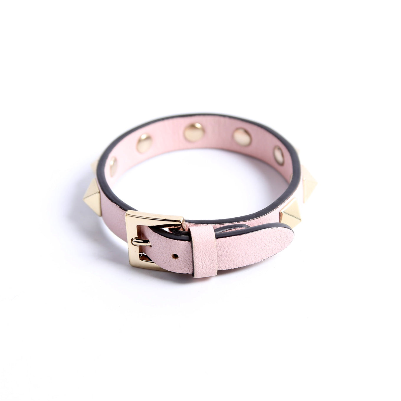The Rockstud Leather Bracelet Pink