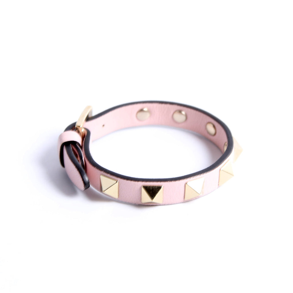 The Rockstud Leather Bracelet Pink