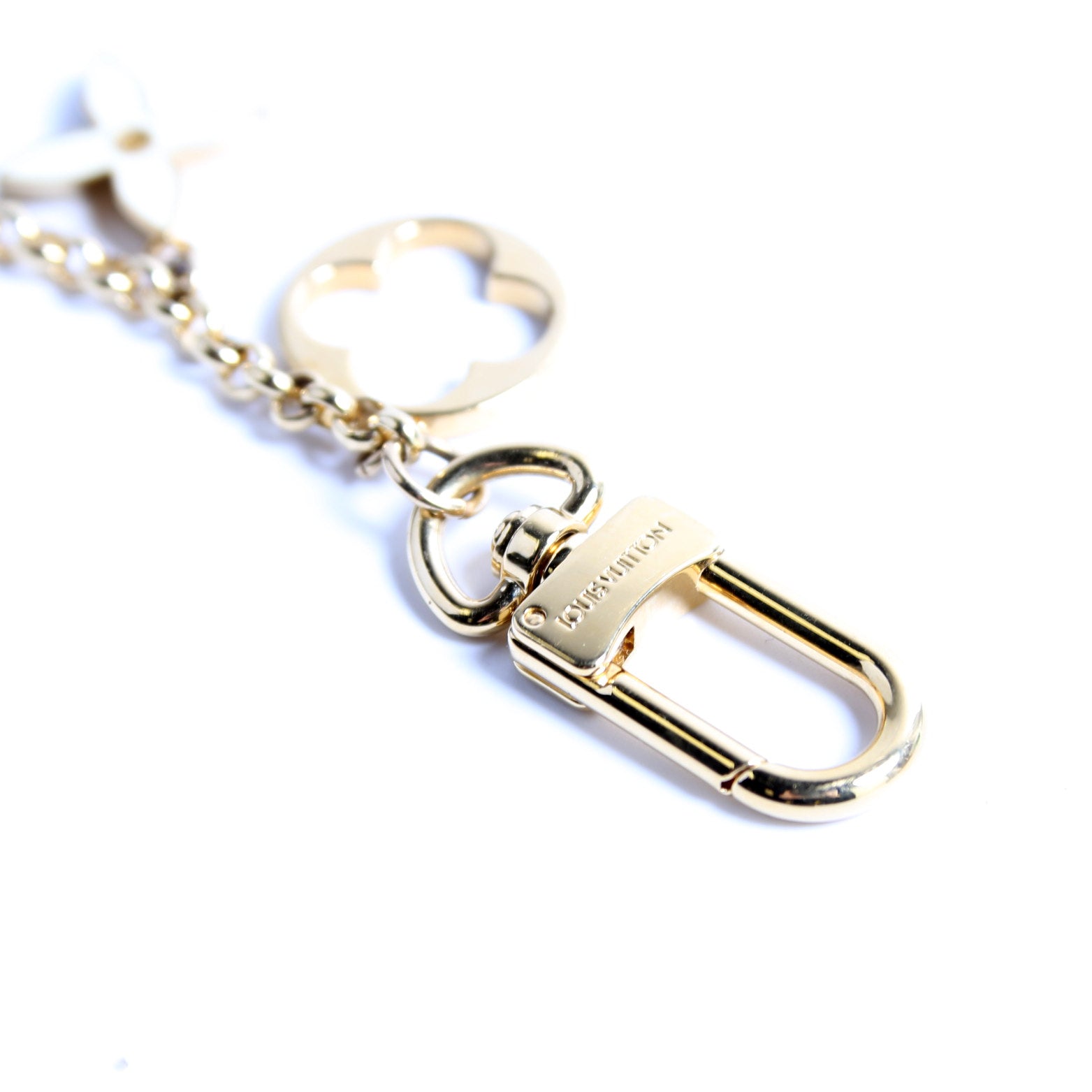 Fleur De Monogram Bag Charm Chain Gold/Beige