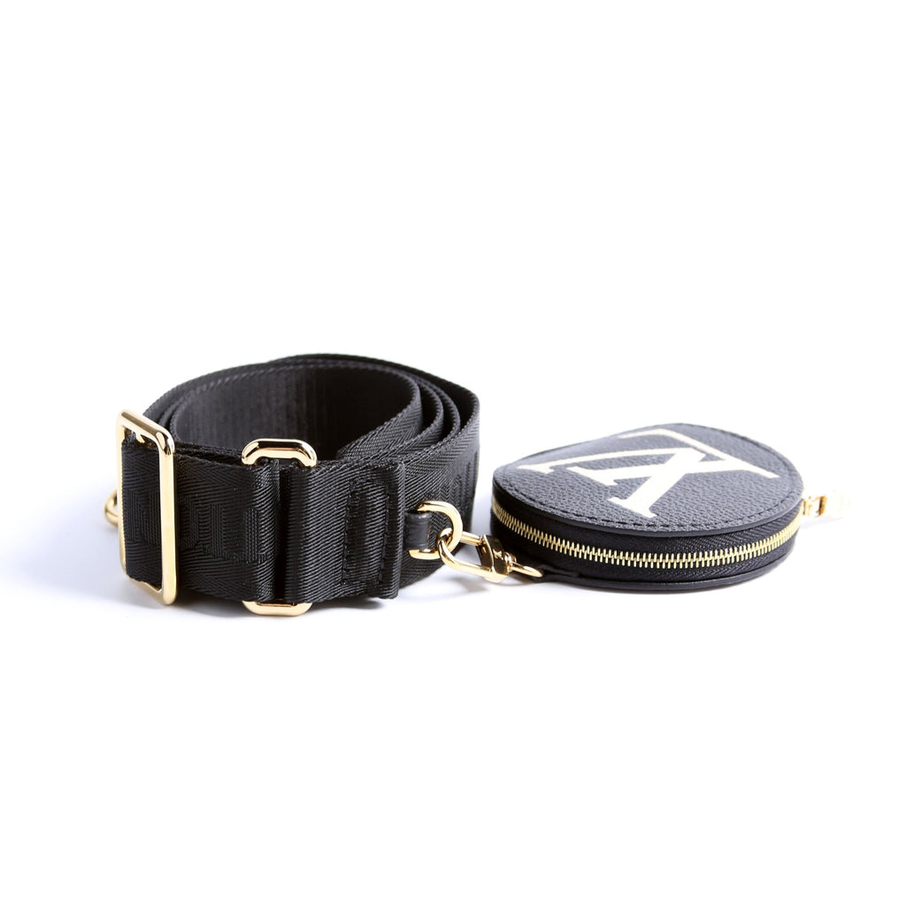 Bandouliere Jaquard With Bicolor Empreinte Round Coin Purse Black