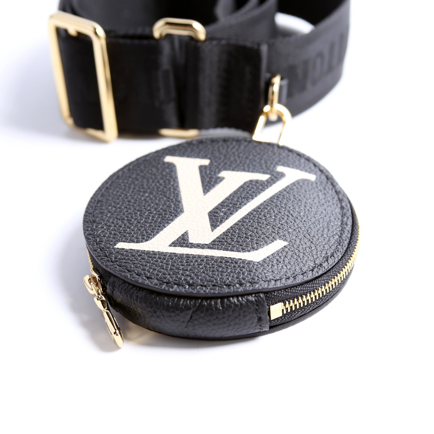 Bandouliere Jaquard With Bicolor Empreinte Round Coin Purse Black