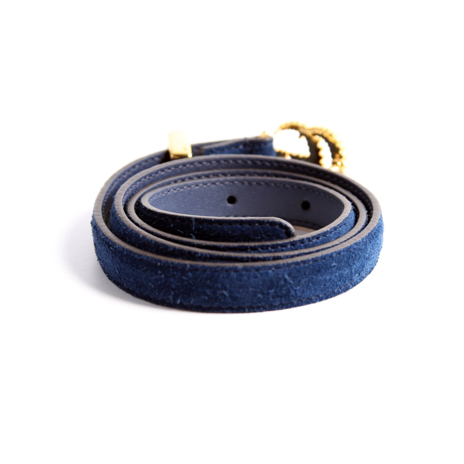 602071 GG Torchon Thin Suede Belt Size 70/28 Blue