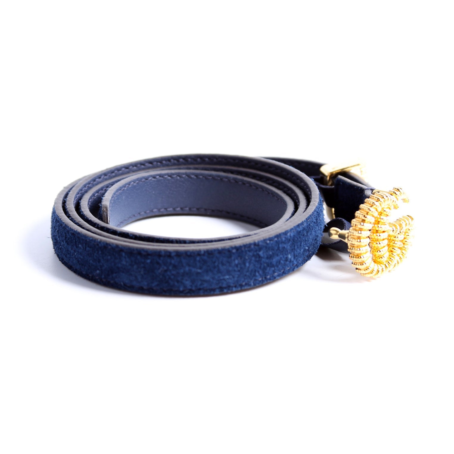 602071 GG Torchon Thin Suede Belt Size 70/28 Blue