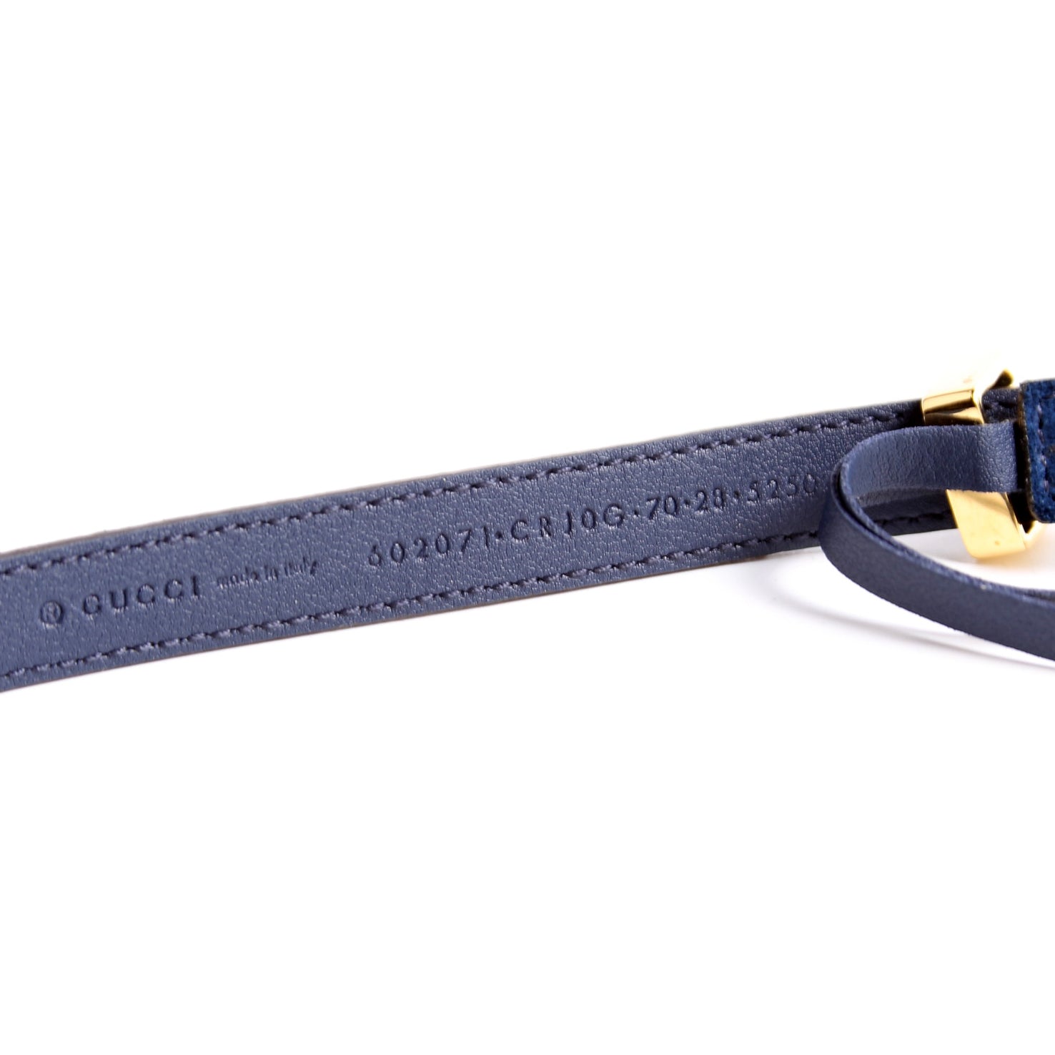 602071 GG Torchon Thin Suede Belt Size 70/28 Blue
