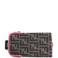 8AV132 Strap You With Phone Pouch Zucca Fabric Brown/Pink
