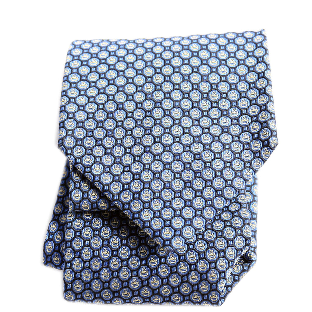 Horsebit Print Silk Tie Blue