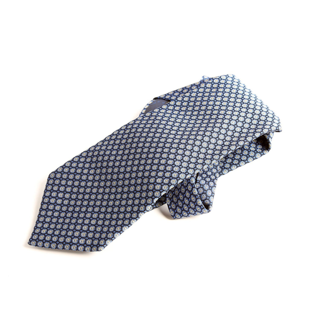 Horsebit Print Silk Tie Blue