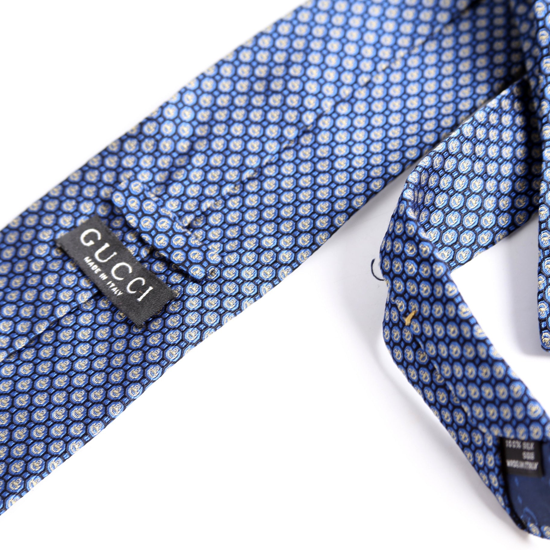 Horsebit Print Silk Tie Blue