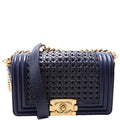 Boy Reverso Flap Small Braided Sheepskin 19M Navy