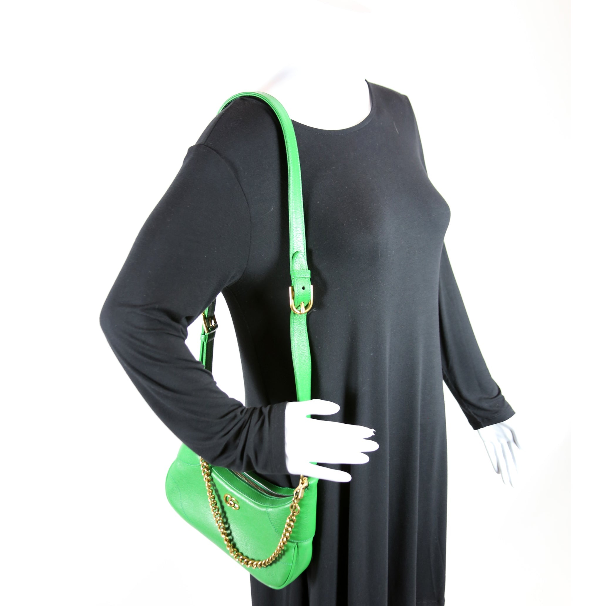 731817 Aphrodite Leather Small Shoulder Bag Green