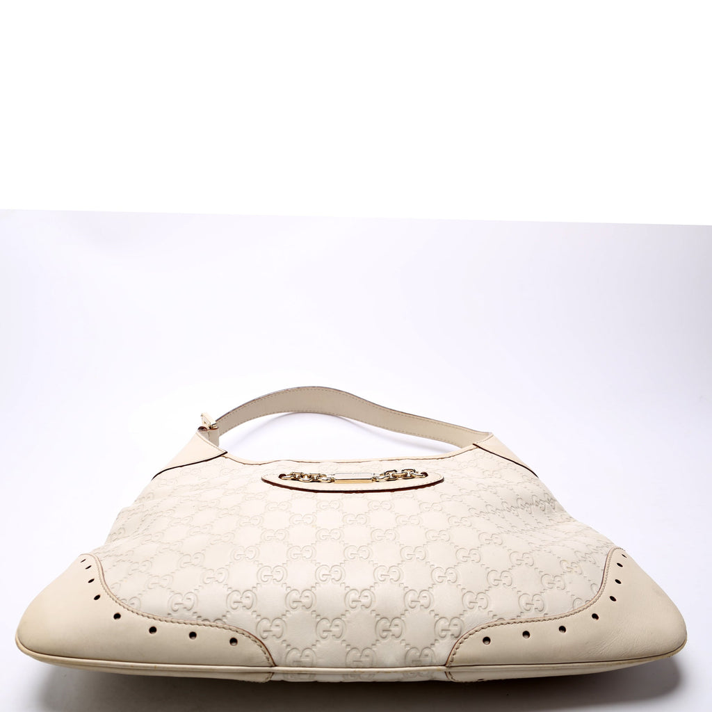 145778 Guccissima Leather Punch Hobo Cream