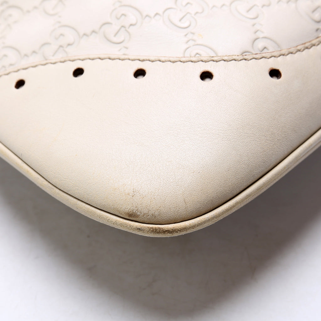 145778 Guccissima Leather Punch Hobo Cream