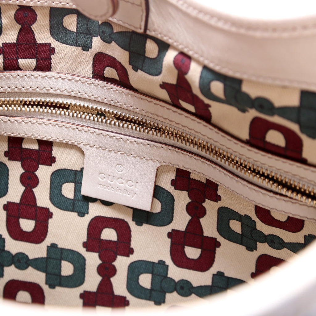 145778 Guccissima Leather Punch Hobo Cream