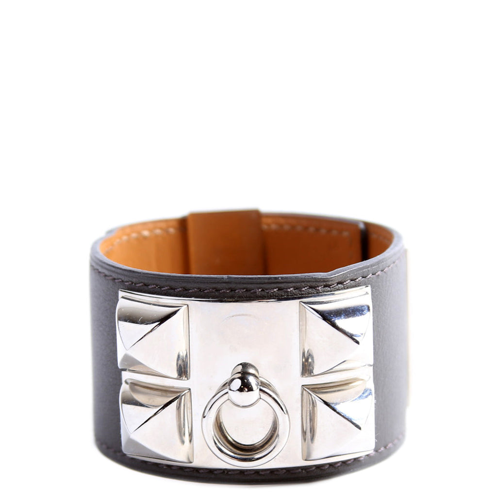 Collier De Chien Swift Leather Bracelet Black/Silver