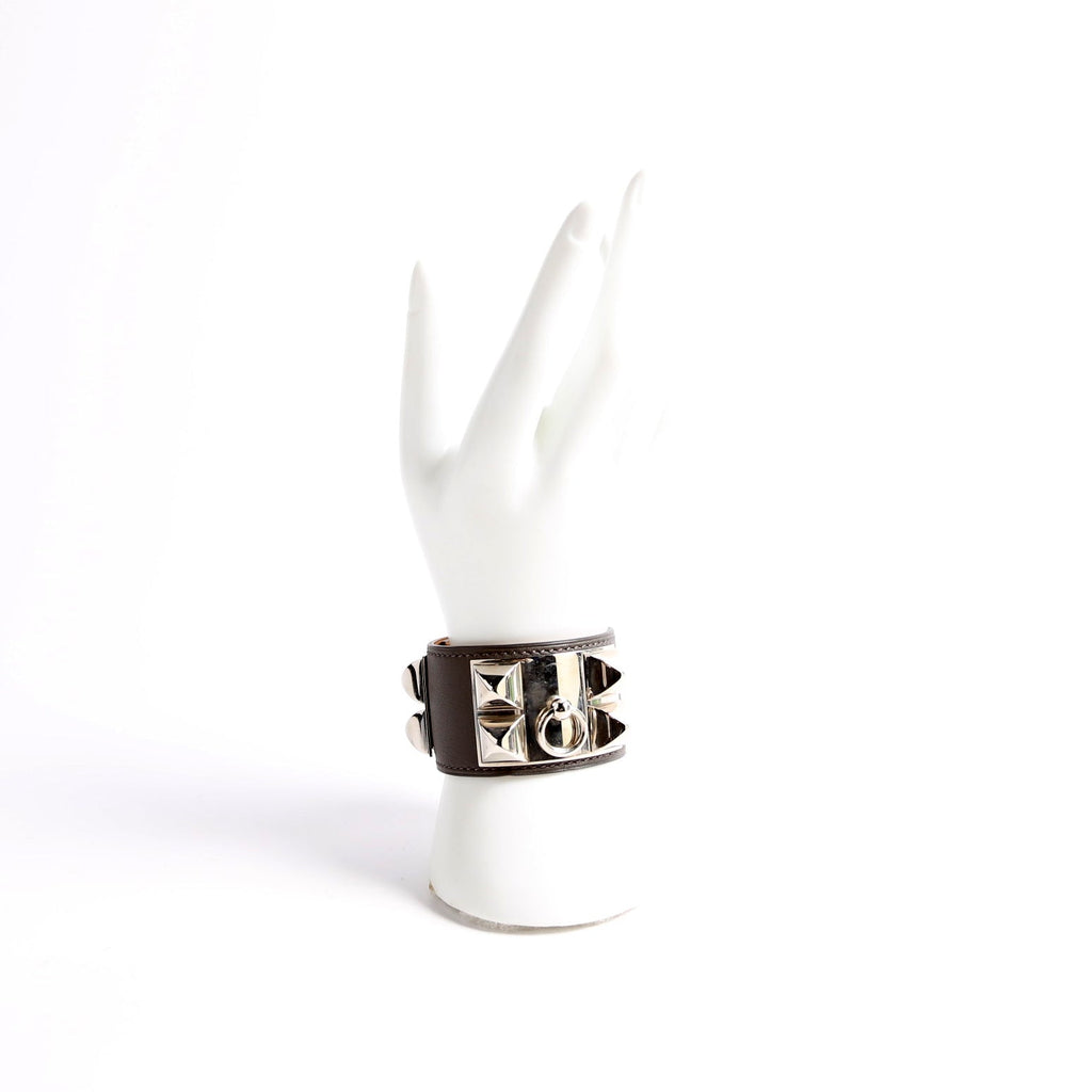 Collier De Chien Swift Leather Bracelet Black/Silver