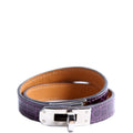 Kelly Double Tour Alligator Leather Bracelet Purple/Silver
